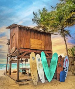 Tropical Surf Shack paint by number