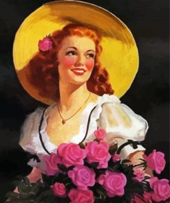 Vintage Lady With Roses paint by number