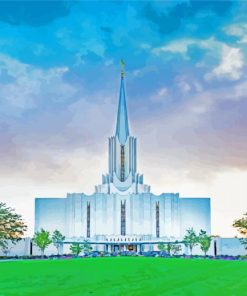 Aesthetic Jordan River Utah Temple Building Paint by number