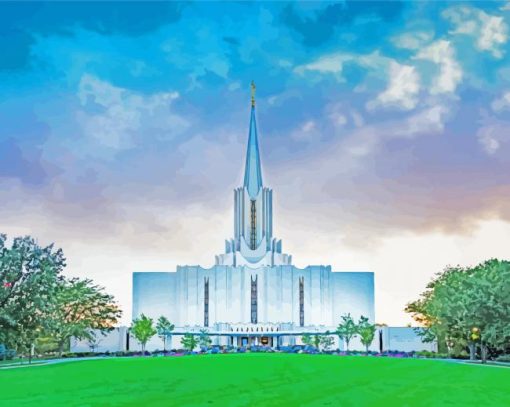 Aesthetic Jordan River Utah Temple Building Paint by number