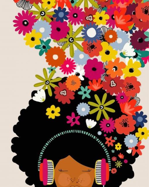 African Woman With Flowers paint by number