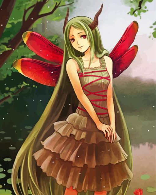 Anime Dragonfly Girl paint by number