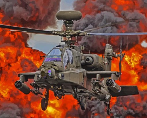 Apache Helicopter paint by number