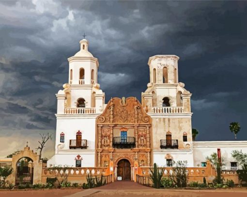 Arizona Phoenix San Xavier Del Bac paint by number