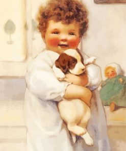 Baby And Dog By Bessie Pease Gutmann paint by number