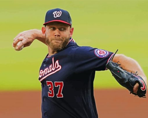 Baseball Pitcher Stephen Strasburg paint by number