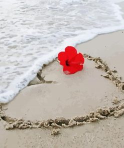 Beach Heart And Flower paint by number