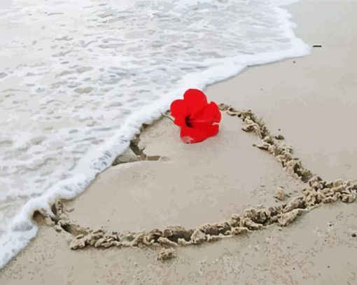 Beach Heart And Flower paint by number