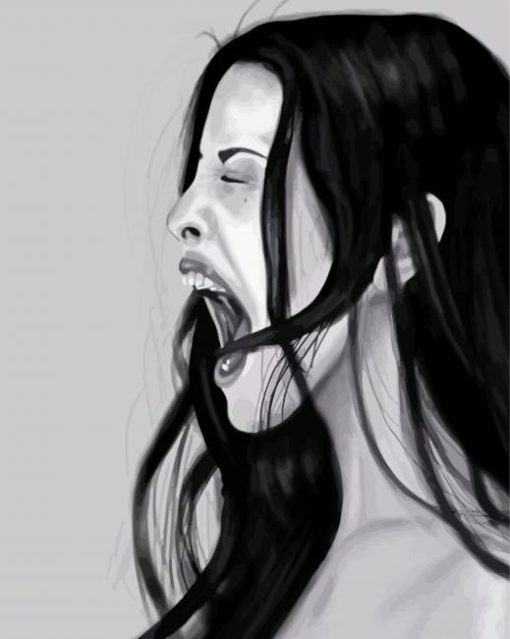 Black And White Woman Screaming paint by number