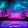 Blue Pink Night Landscape paint by number