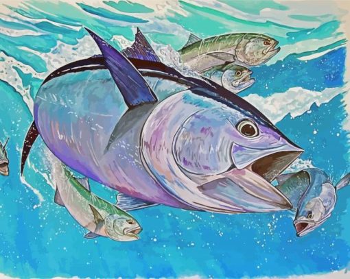 Bluefin And Bluefish Art paint by number