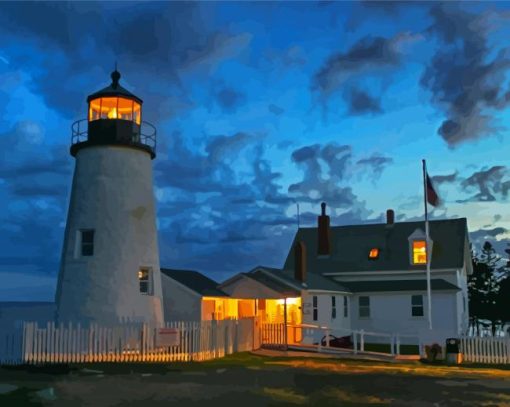 Bristol Pemaquid Point Light paint by number