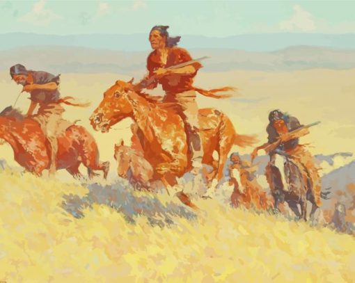 Buffalo Runners Big Horn Basin By Frederic Remington Paint by number