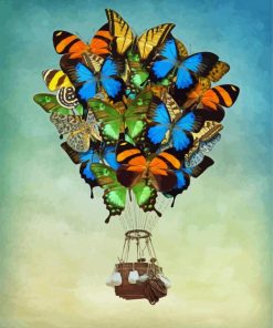 Butterflies Hot Air Ballon paint by number