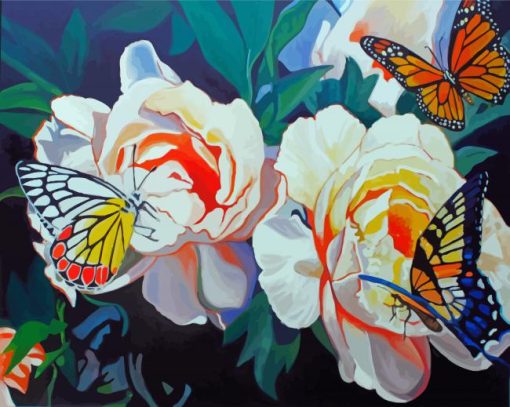 Chelms Peonies Butterflies paint by number