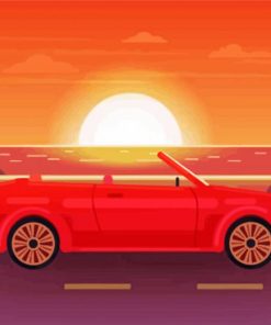 Car Sunset Illustration paint by number