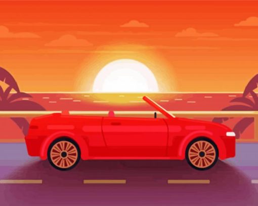 Car Sunset Illustration paint by number