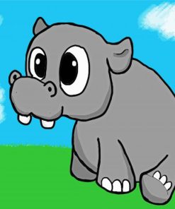 Cartoon Baby Hippo Paint by number