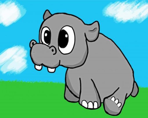 Cartoon Baby Hippo Paint by number