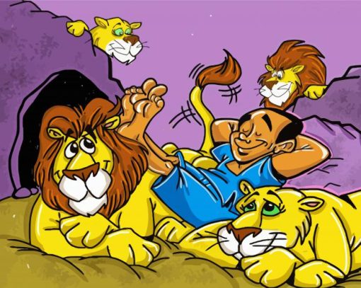 Cartoon Daniel In The Lions Den paint by number