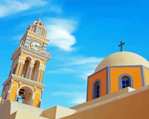 Catholic Cathedral Of Saint John The Baptist Thera Santorini paint by number