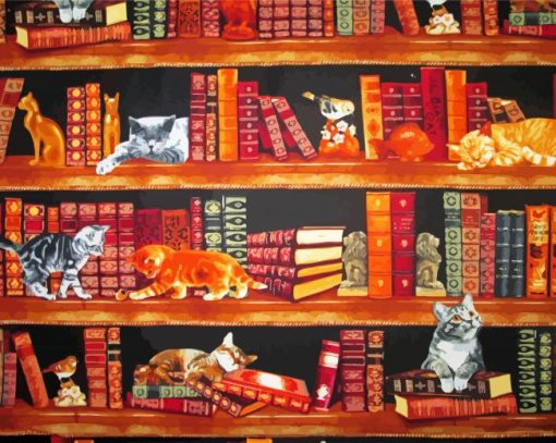 Cats And Books paint by number