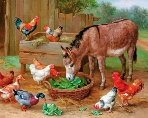 Chicken And Donkey paint by number