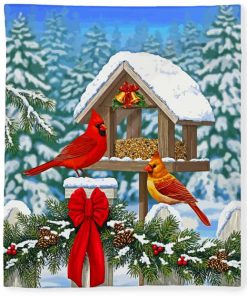 Christmas Cardinals Birds paint by number