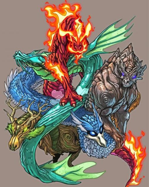 Elemental Dragons Paint by number