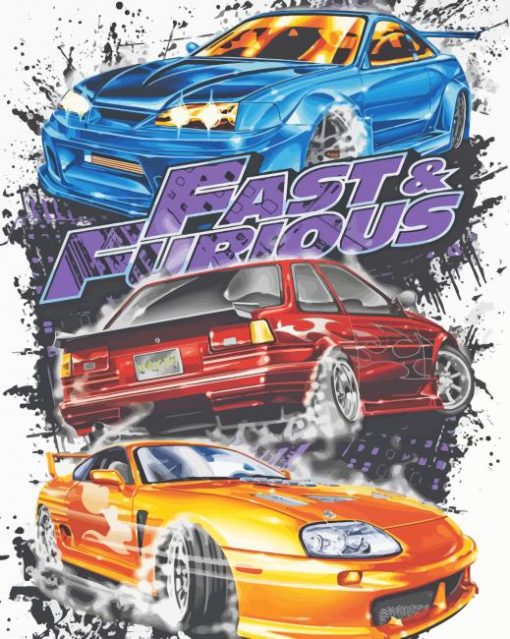 Fast And Furious Cars Poster Art paint by number