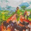 Goat Grazing Lady Indian Landscapes paint by number