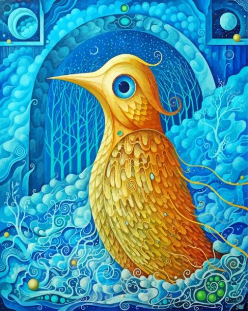 Golden Bird Art paint by number