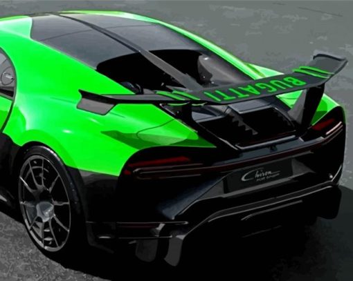 Green Car Bugatti Chiron paint by number