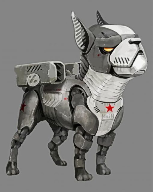 Grey Robot Dog paint by number