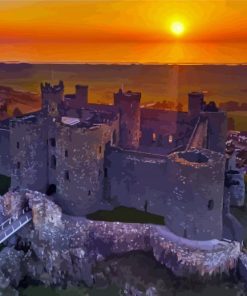 Harlech Castle At Sunset paint by number