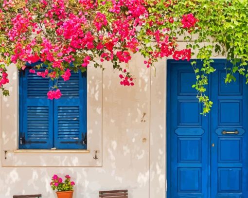 House With Blue Door paint by number