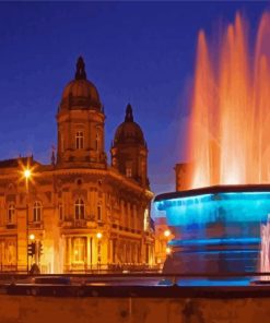 Hull Building And Fountain At Night paint by number