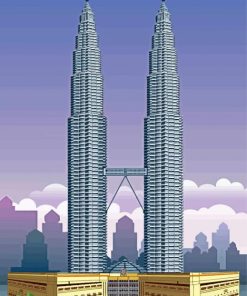 Illustration Petronas Towers paint by number