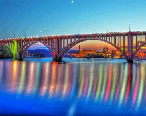 Knoxville Bridge Reflection paint by number