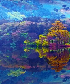 Korea Landscape Nature Reflection Paint by number