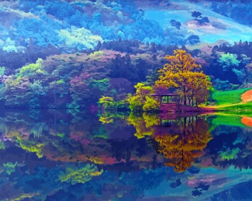 Korea Landscape Nature Reflection Paint by number