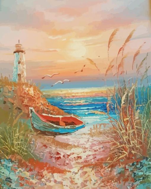 Lighthouse And Sea Art paint by number