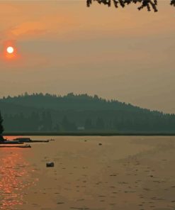 Loon Lake Sunset paint by number