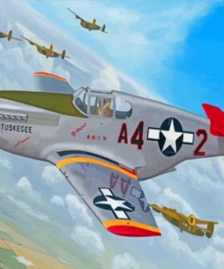 Military Red Tails Plane paint by number