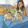 Mother And Two Boys Twin paint by number