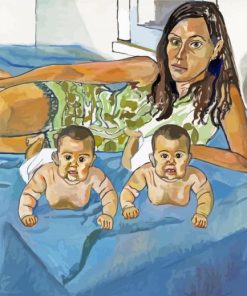 Mother And Two Boys Twin paint by number