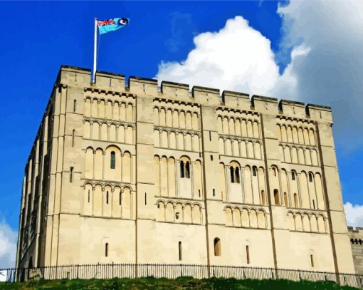 Norfolk Uk Norwich Castle paint by number