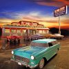 Old American Diners With Old Cars Outside paint by number