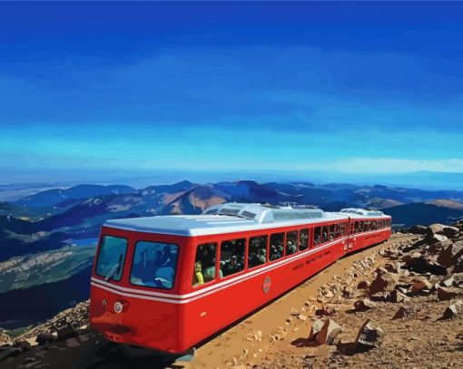 Pikes Peak Railway Colorado Mountain paint by number