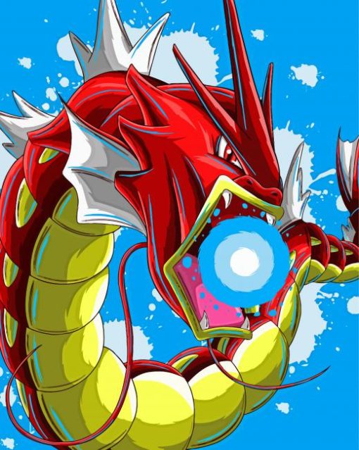 Red Gyarados Pokemon paint by number